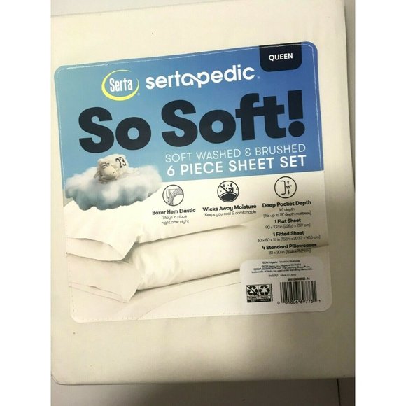 Serta Bedding Serta So Soft Solid Queen Sheet Set 6 Pieces Beige